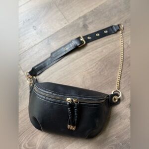 Black Faux Leather Crossbody Bum Bag